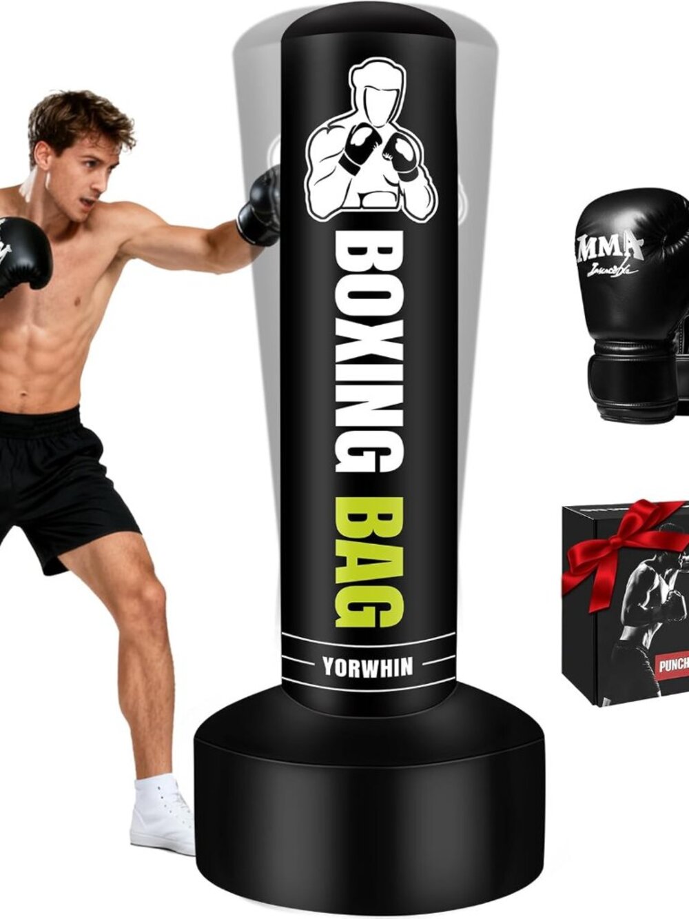 Heavy Freestanding Punching Bag for Adults, 70'' Standing Punching Bag Heavy Bag